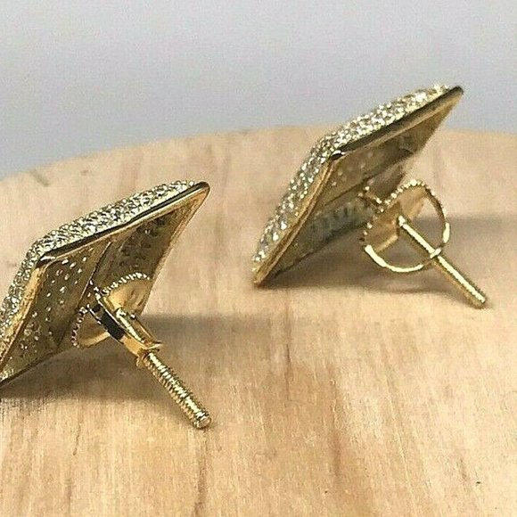 925 Sterling Silver Screw Back Earrings with Cubic Zirconia 3gr - Picture 4 of 4